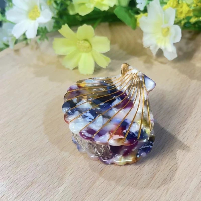 Vintage Shell Acetate Hair Claw Clip – Multi-Color Women's