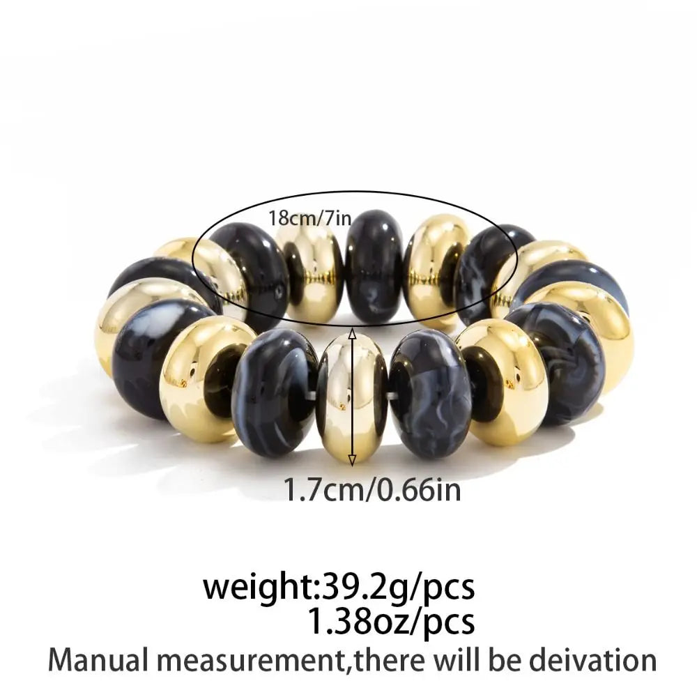 Boho Resin Bead Bracelet – Multicolor Elastic Stretch Bangle Beaded Stretch Bracelet Nixie