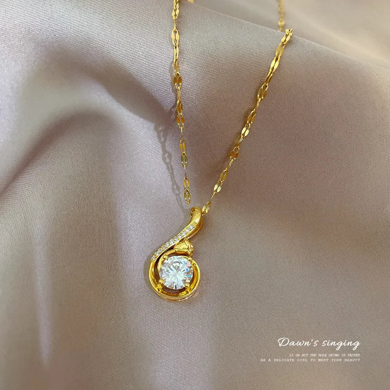 Lark Pendant Clavicle Necklace | Gold Stainless Steel Women Pendant Necklace Nixie