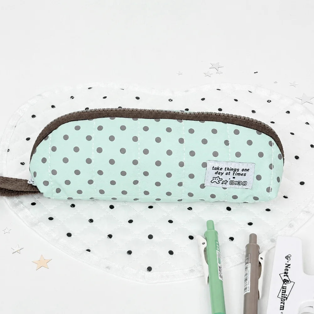 Polka Dot Pencil Case Large Capacity with Hand Strap – INS Style Pencil Case Nixie Mint Green Polka Dot