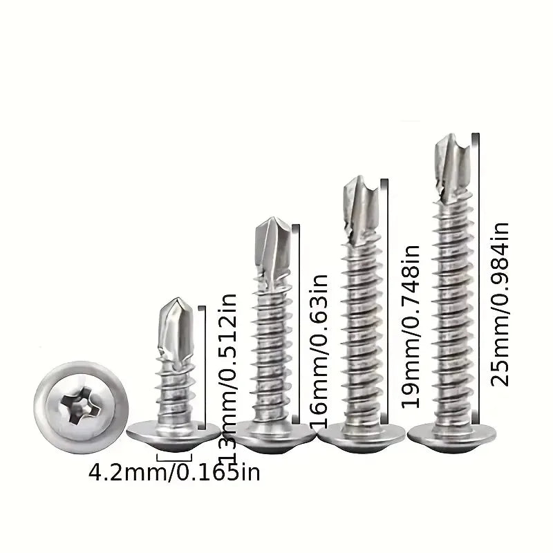 50pcs M4.2 SUS410 Stainless Steel Round Head Self-Tapping Screws Self-Tapping Screws Nixie