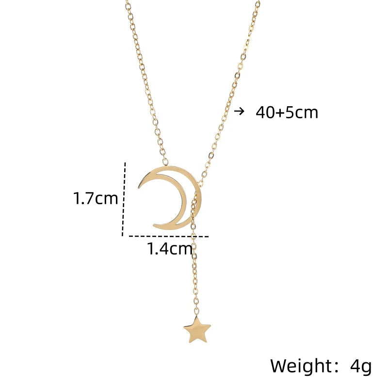 Star Moon Stainless Steel Choker Necklace | Minimalist Choker Necklace Nixie