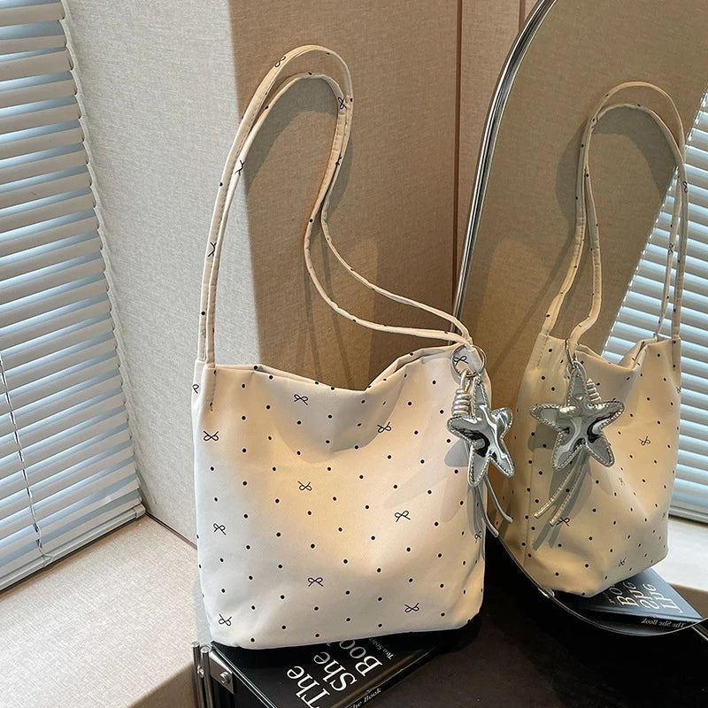 Korean Polka Dot Tote Crossbody Bag – Women's Fashion Bag Tote Crossbody Bag Nixie