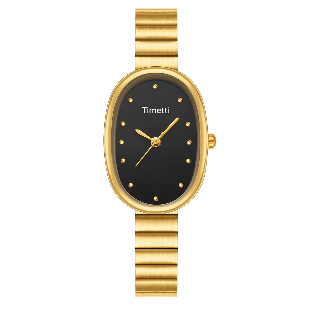 Timetti Women's Oval Quartz Watch – Elegant Daily Timepiece Women's Quartz Watch Nixie black