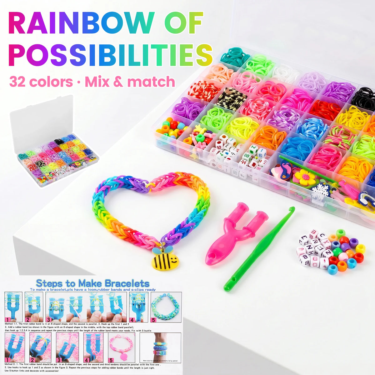 Colorful Rubber Loom Band Kit – DIY Bracelet Making Set DIY Craft Kit Nixie