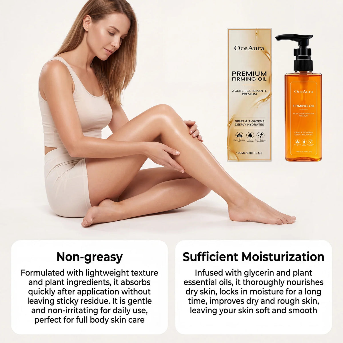OceAura Firming Body Oil – Plant-Derived Deep Hydrating Serum Firming Body Oil Nixie