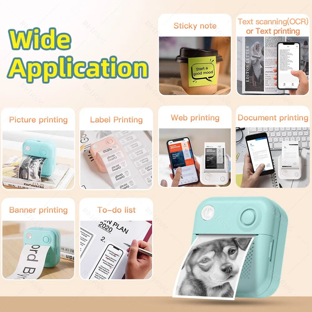 INSTOFC 57mm Bluetooth Mini Thermal Printer & Label Maker