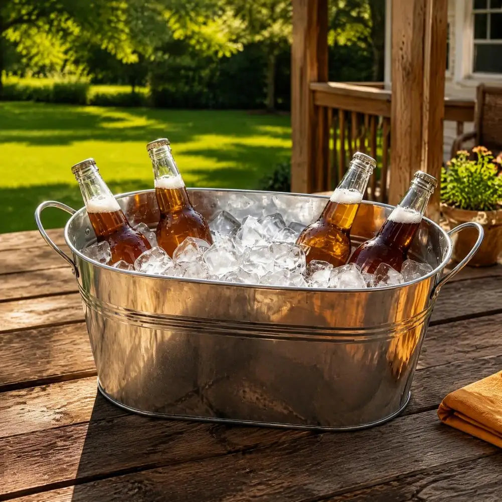 Galvanized Steel Ice Bucket Beverage Tub with Dual Handles Ice Bucket Tub Nixie