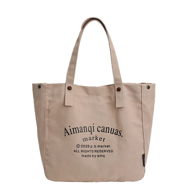 Large Canvas Tote Bag for Women | Letter Print Shoulder Bag Canvas Tote Bag Nixie