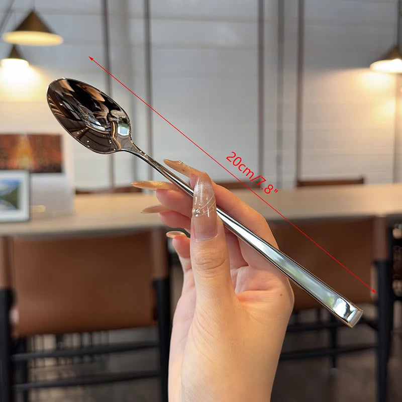 Stainless Steel Korean Long Handle Spoon – Durable Dinnerware