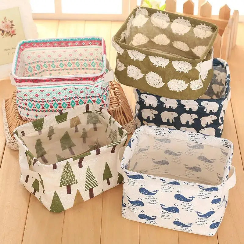Cotton Linen Waterproof Desktop Storage Basket Organizer Desktop Storage Basket Nixie