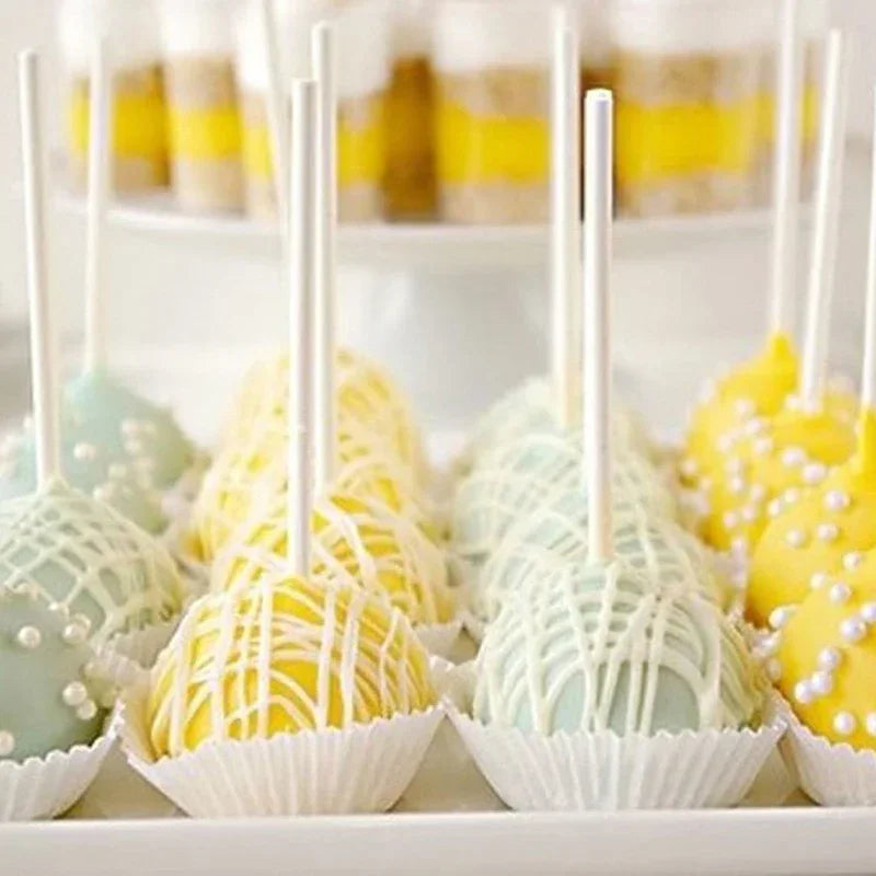 Hollow Plastic Cake Pop & Lollipop Sticks — 50 or 100 Pack Cake Pop Sticks Nixie