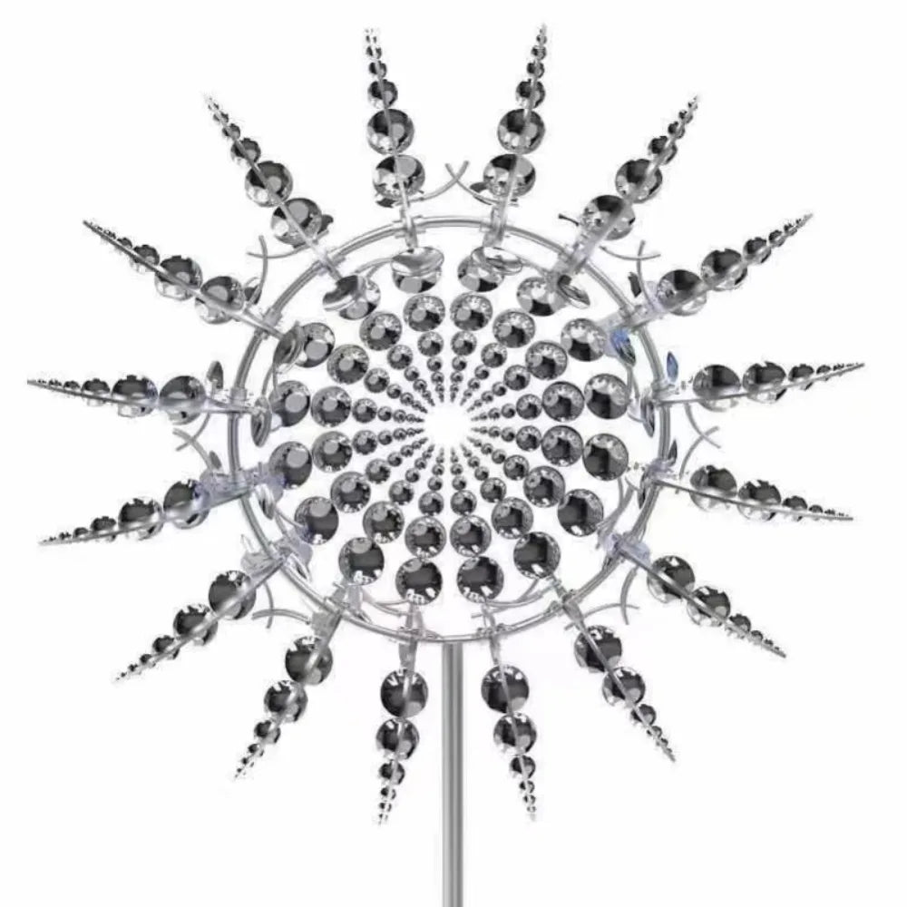 Metal Wind Spinner Windmill Kinetic Sculpture Garden Decor Garden Wind Spinner Nixie Silver