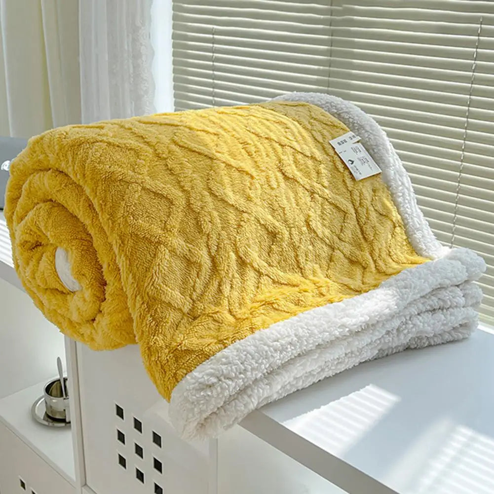 Double-Sided Plush Throw Blanket – 3D Jacquard, Warm & Cozy