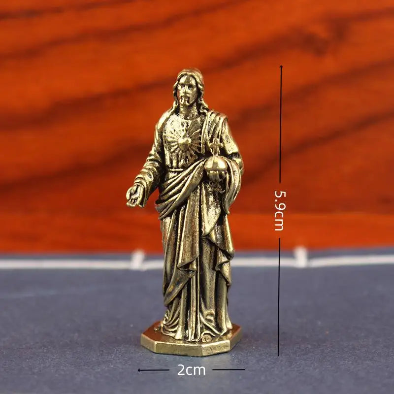 Handmade Brass Deity Statue Vintage Tibetan Desktop Figurine