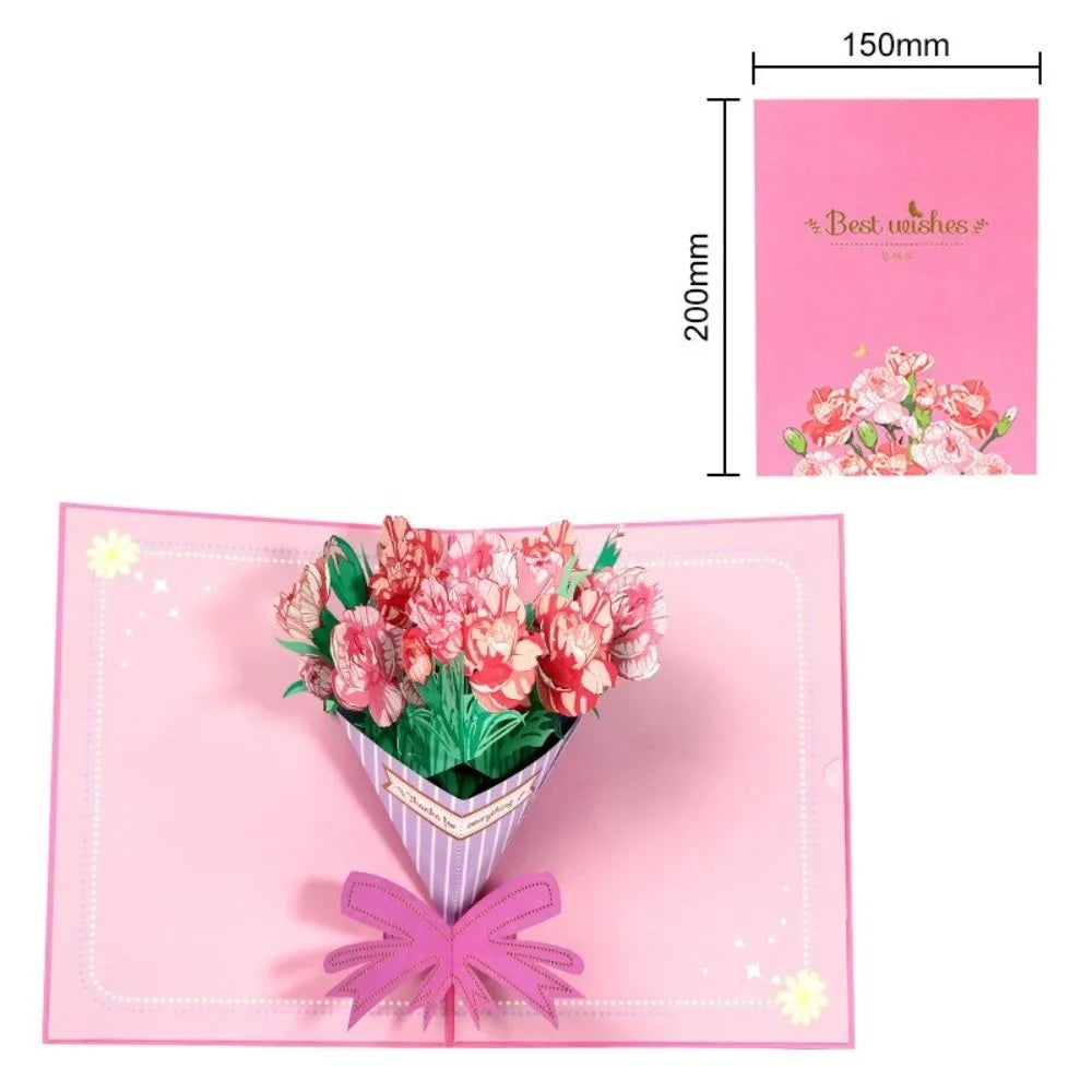 3D Pop-Up Flower Bouquet Greeting Card | Handmade Paper Art Pop-Up Greeting Card Nixie