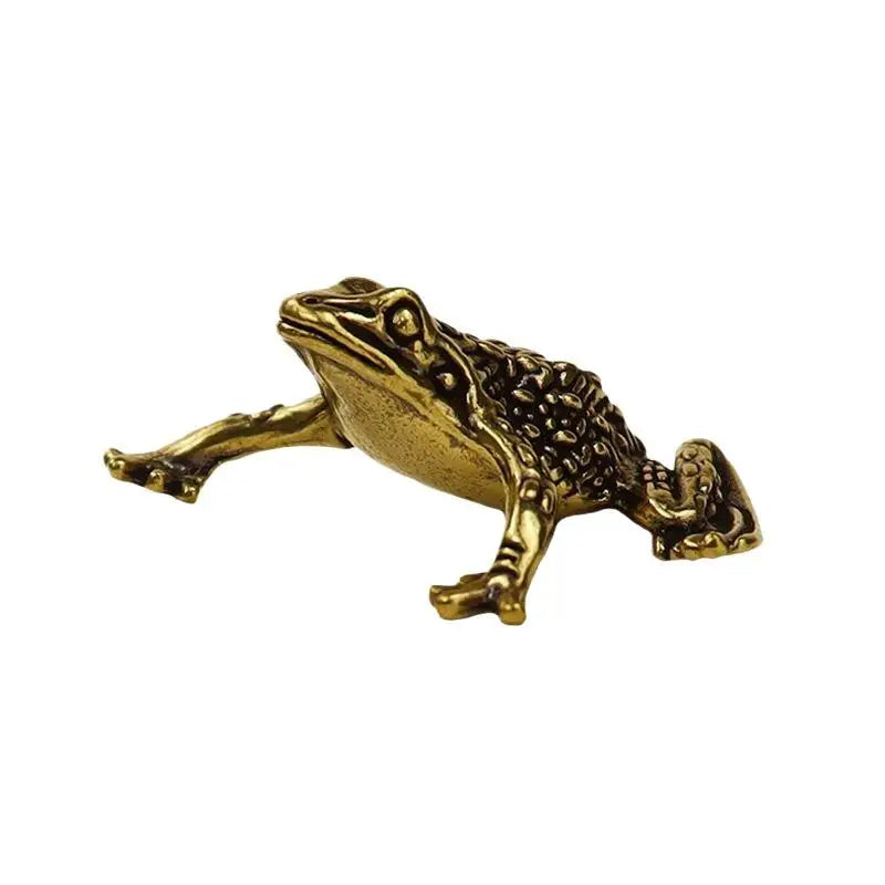Brass Feng Shui Money Toad Statue – Lucky Fortune Figurine Brass Figurine Nixie