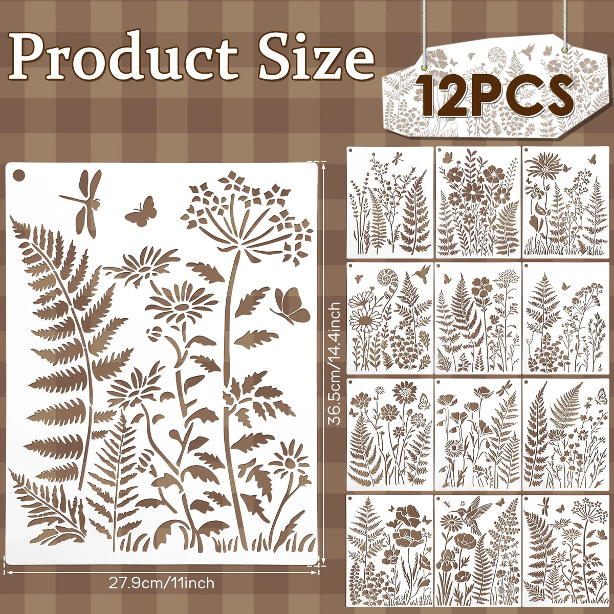 12pc Reusable Wildflower Stencils – DIY Floral Painting Templates Painting Stencil Set Nixie