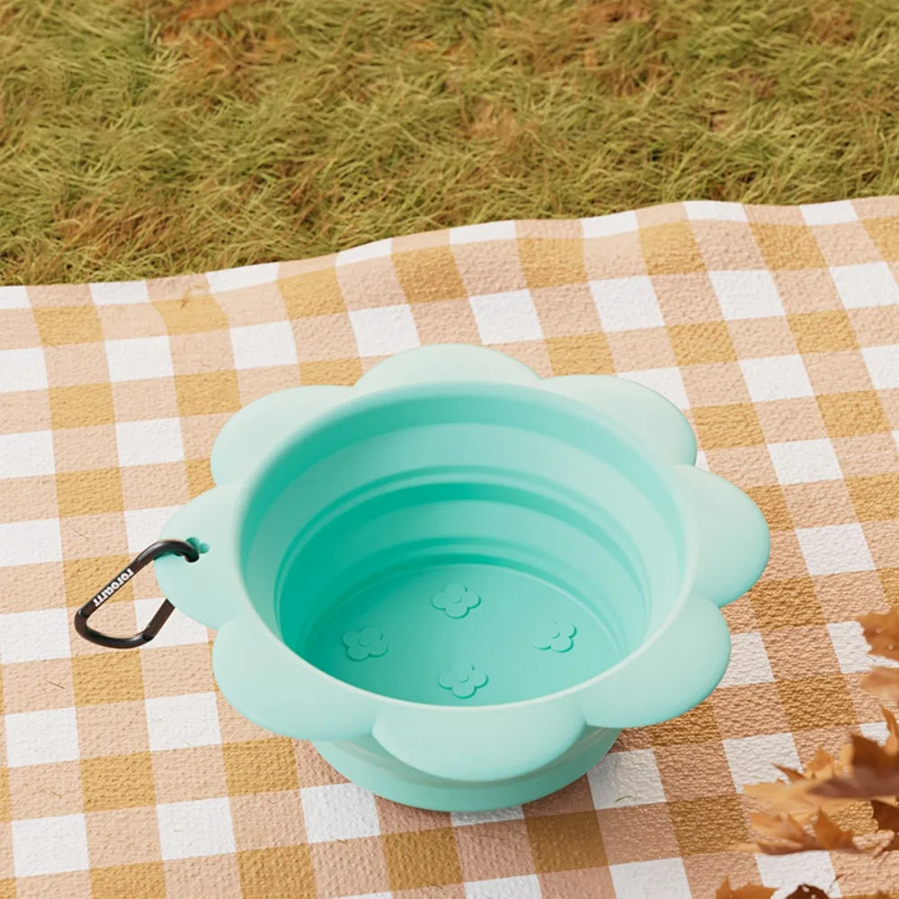 Collapsible Silicone Dog Bowl 350ml | Portable Travel Pet Bowl Collapsible Pet Bowl Nixie Green