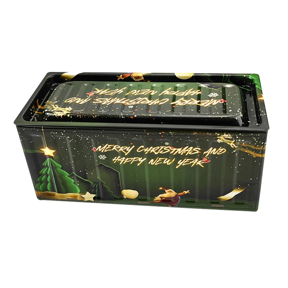 Vintage Christmas Tin Box | Retro Industrial Mini Storage