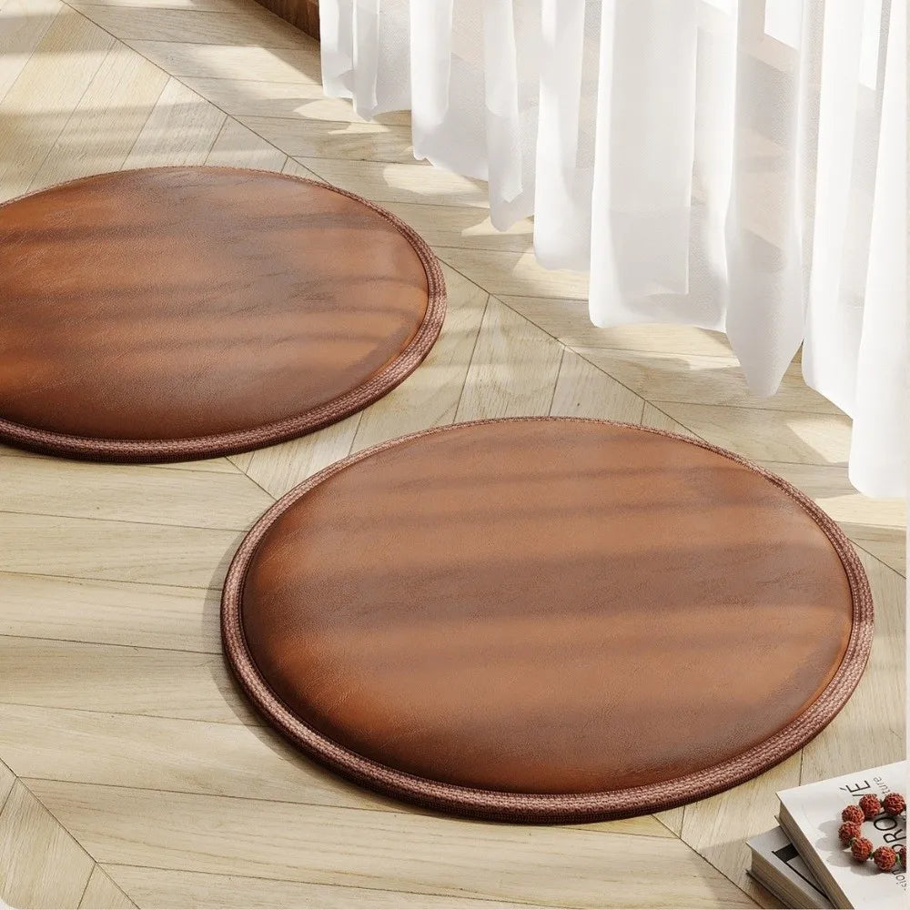 Round Leather Seat Cushion Non-Slip Waterproof Zafu Tatami Pad Chair Seat Cushion Nixie