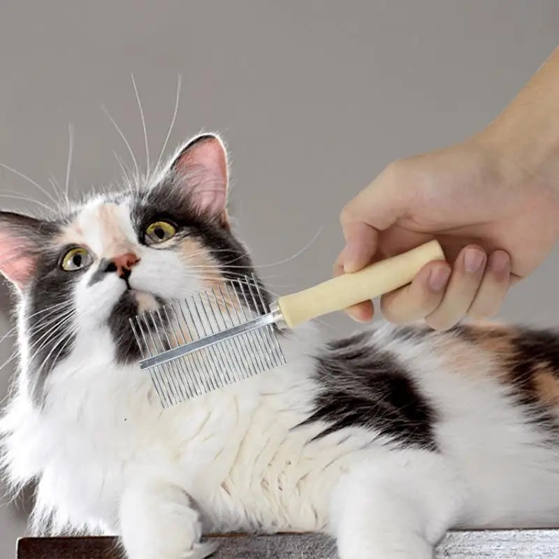 Pet Grooming Comb Wood Handle – Cats & Dogs Deshedding Tool Pet Grooming Comb Nixie