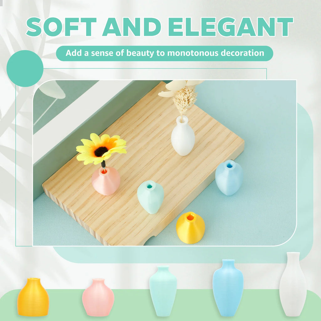 5Pcs 3D Printed Mini Vase Fridge Magnets – Cute Pastel Set