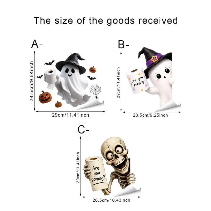 Halloween Toilet Stickers – Waterproof Ghost & Skeleton Decals