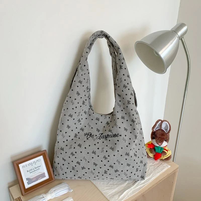 Korean Style Corduroy Tote Bag – Women's Casual Shoulder Bag Corduroy Tote Bag Nixie