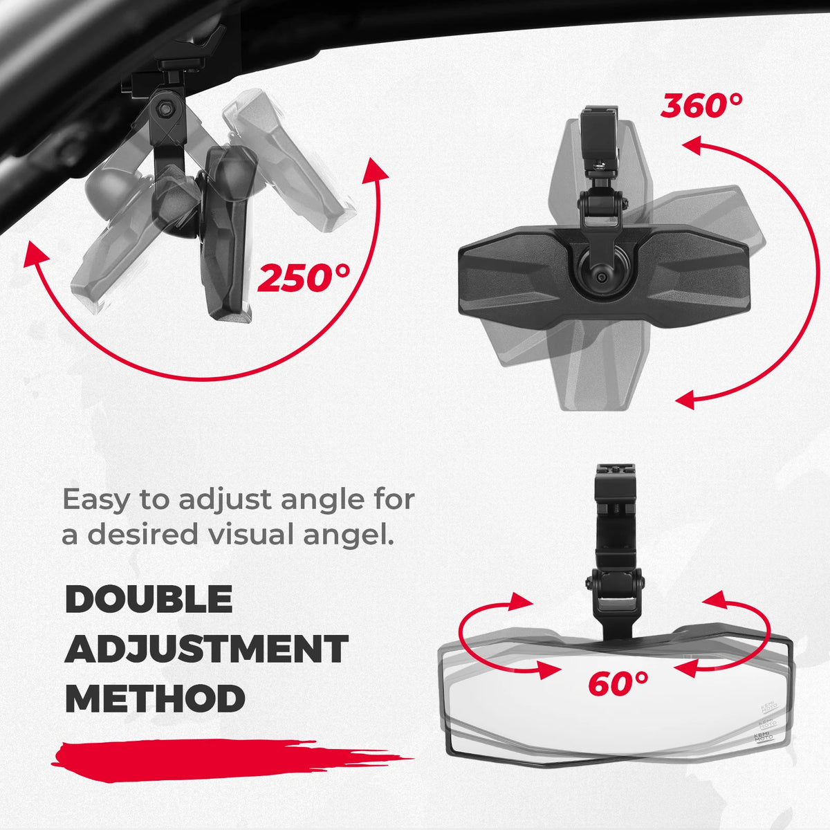 UTV Center Mirror Adjustable Clamp for 1.5"–2" Roll Cage UTV Rearview Mirror Nixie