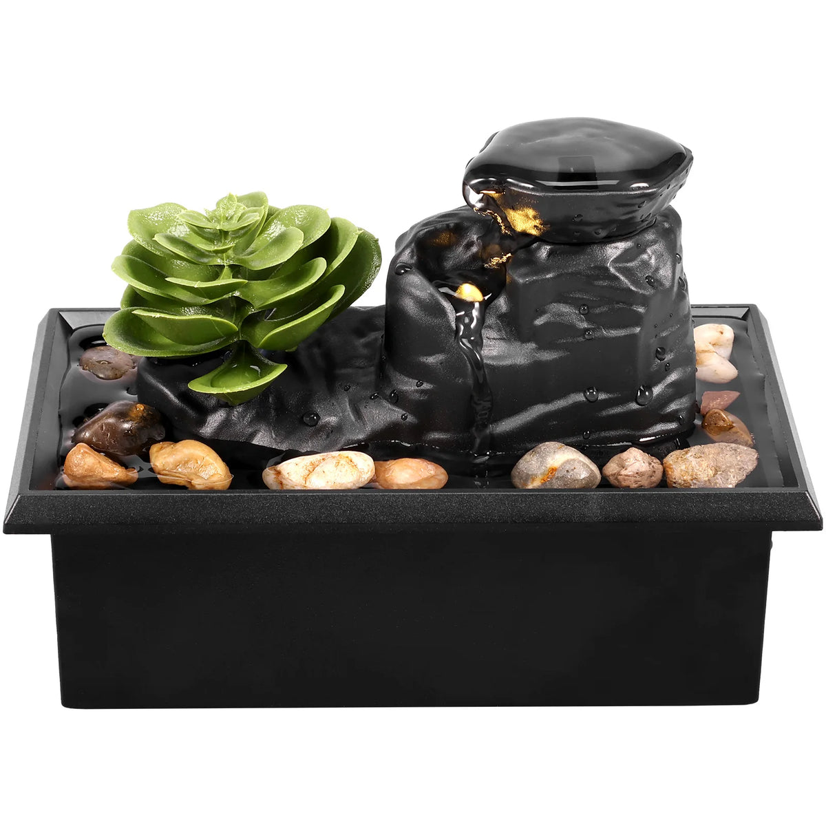 Tabletop Waterfall Fountain with LED Lights – Desktop Decor