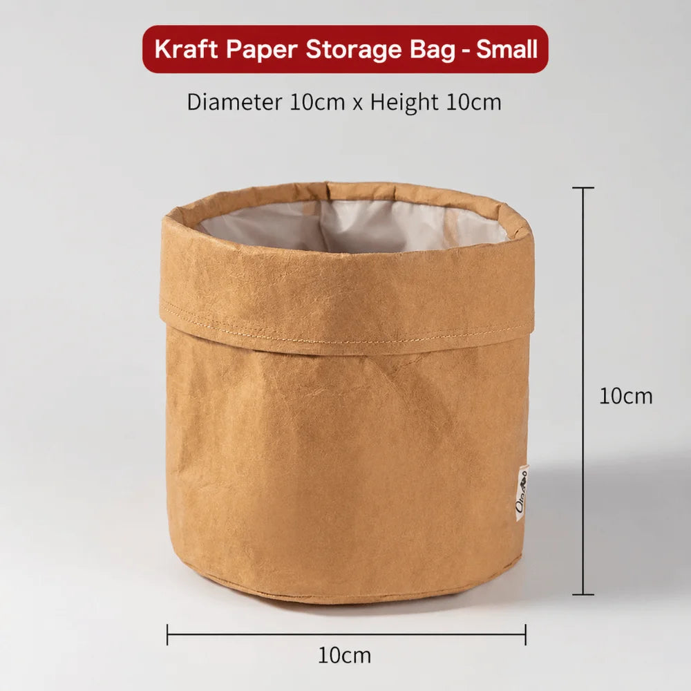 Washable Kraft Paper Storage Bag – Waterproof, Multi-Use Organizer