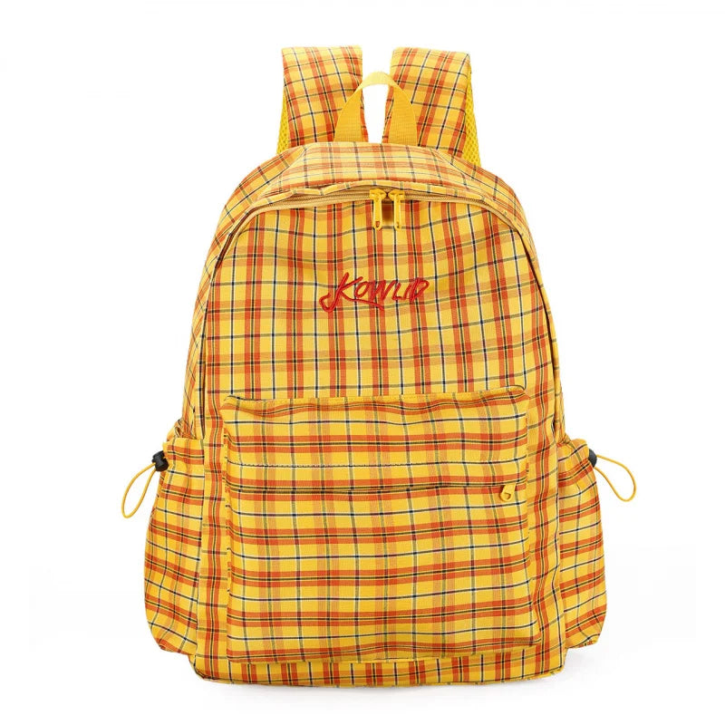 Retro Plaid Large Backpack – College Style School Bag | Nixie Plaid School Backpack Nixie