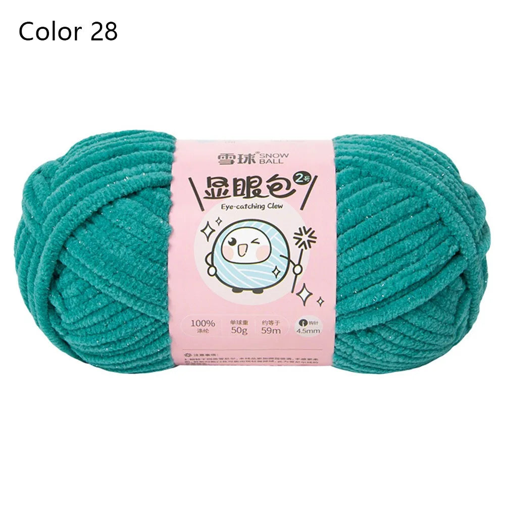 Soft Chenille Yarn 50g 59M 4.5mm – Shiny Chunky Knitting Yarn