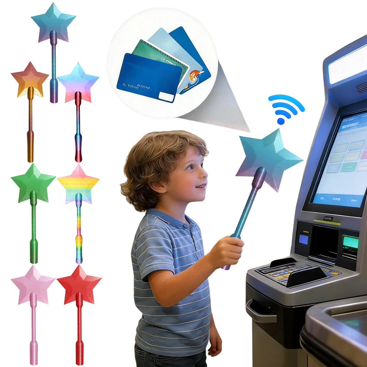 3D Star Wand Tap-to-Pay Contactless Card Holder | Fun Kids Gift Card Holder Wand Nixie