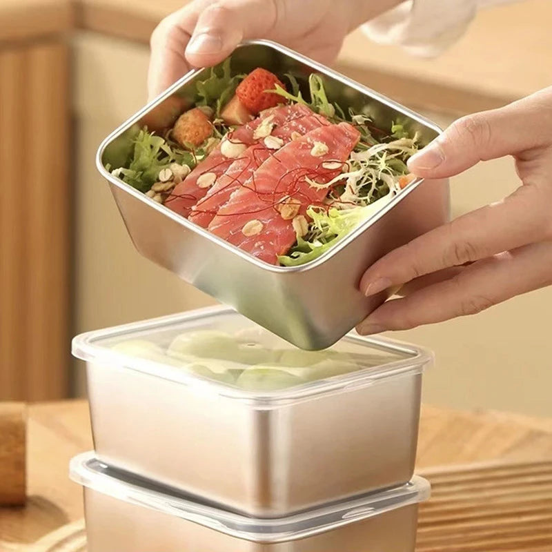 600ml Stainless Steel Food Storage Box with Lid | Fridge & Picnic Food Storage Container Nixie