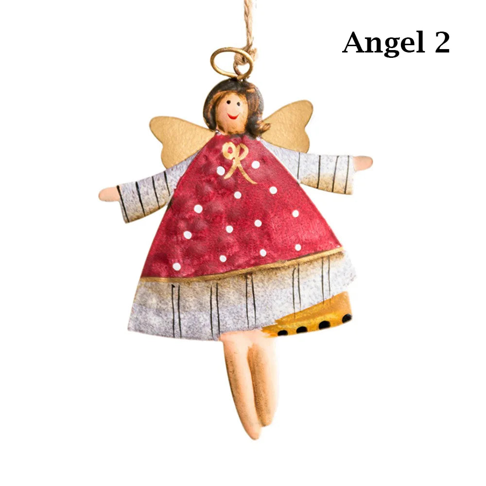 Retro Metal Christmas Ornaments – Angel, Santa & Snowman Pendants