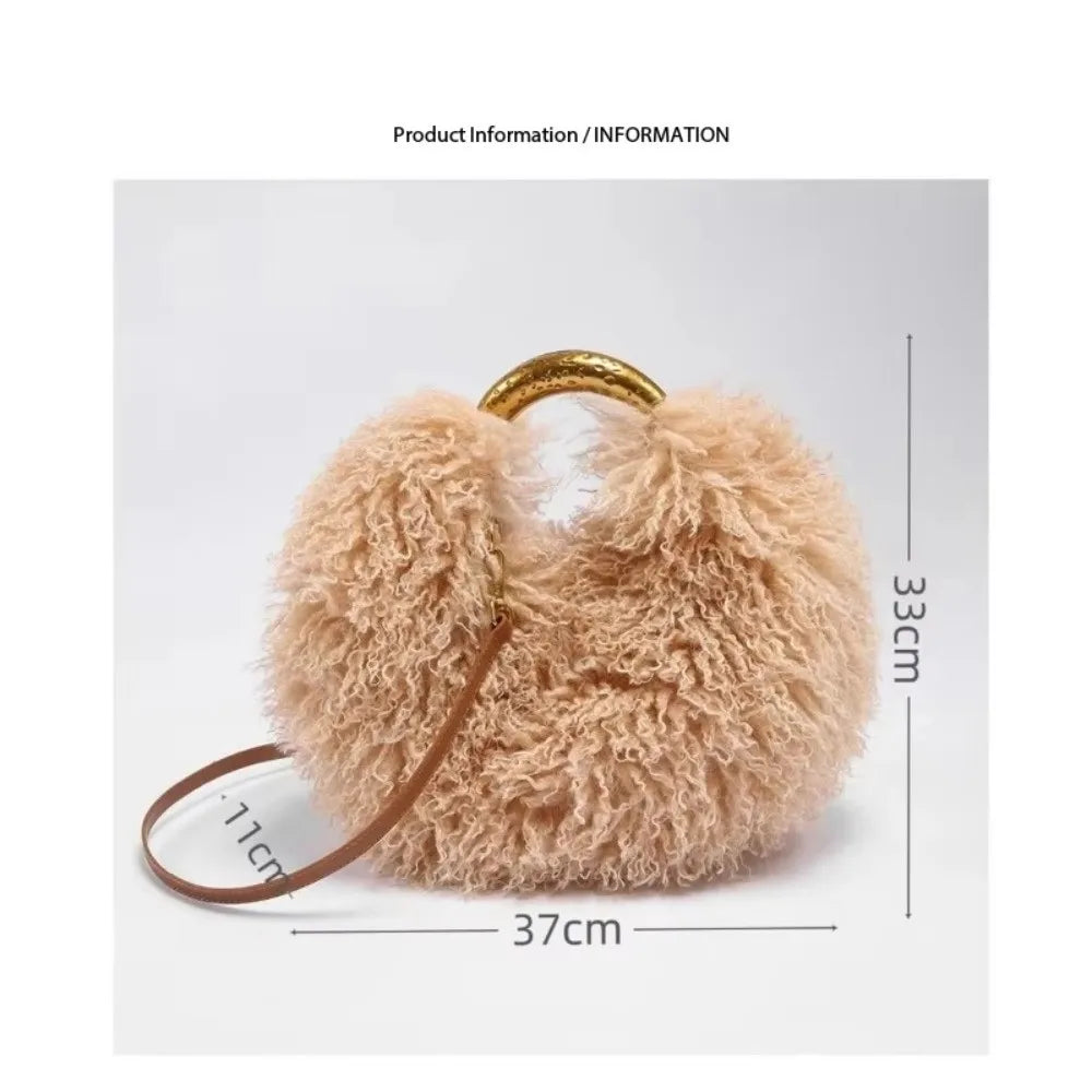 Soft Fur Plush Shoulder Bag Large Capacity Women's Tote Plush Shoulder Bag Nixie