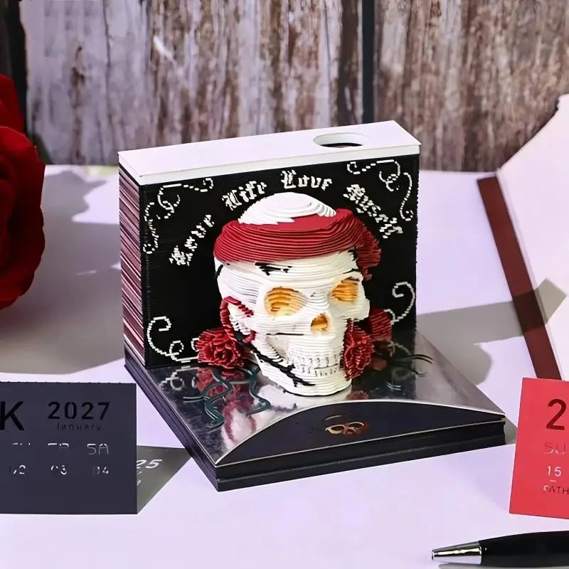 2027 Desk Calendar LED Light 3D Tear-Away Paper Carving Art