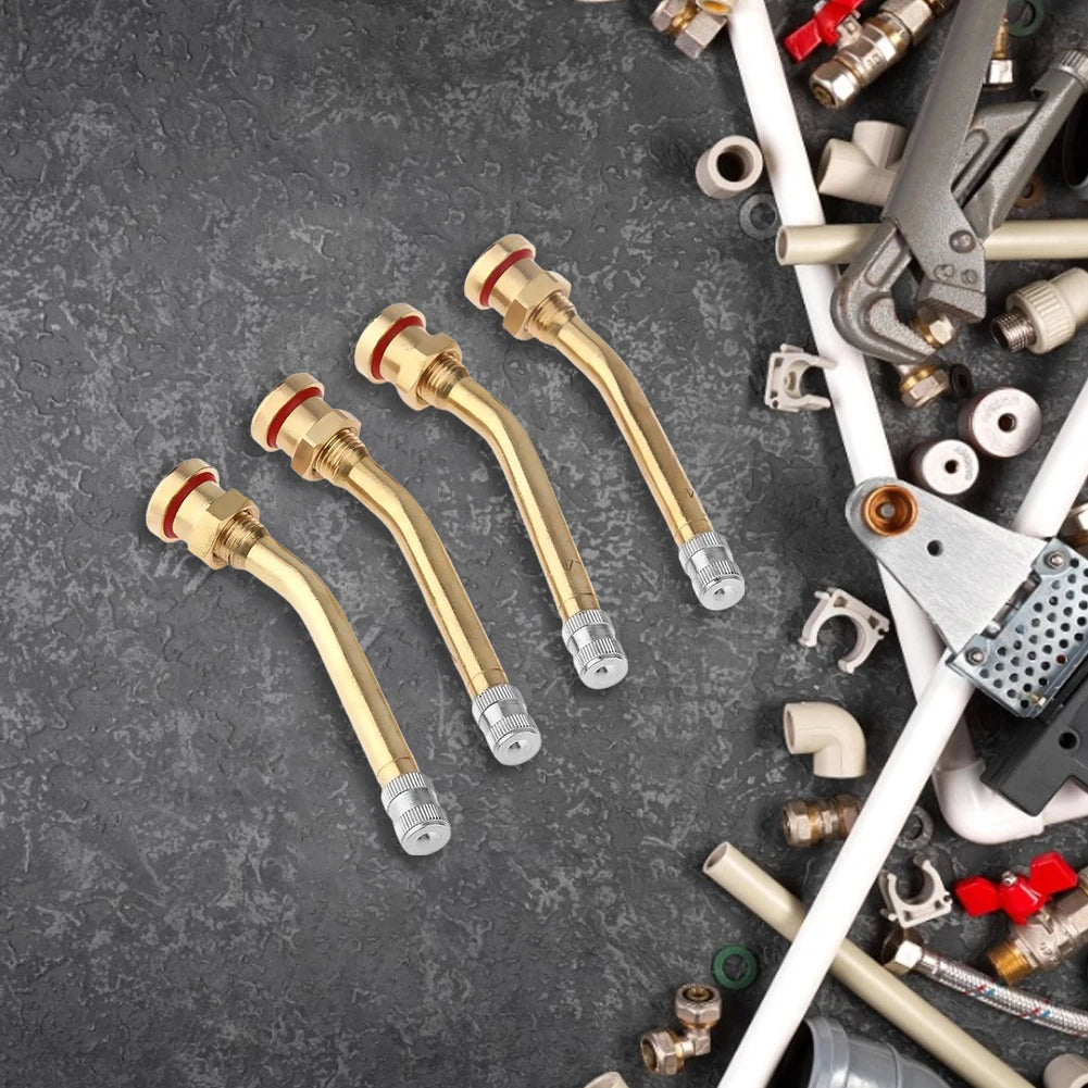 4pcs Brass Truck Tire Valve Stems & Inflation Connectors Tire Valve Stems Nixie
