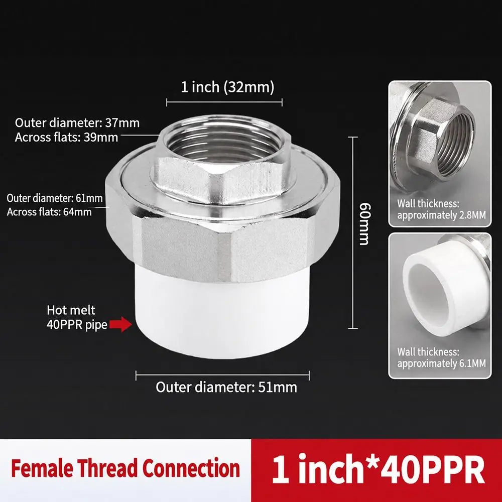 PPR Pipe Connector Stainless Steel Thread Fitting 1/2" 3/4" 1" PPR Pipe Fitting Nixie