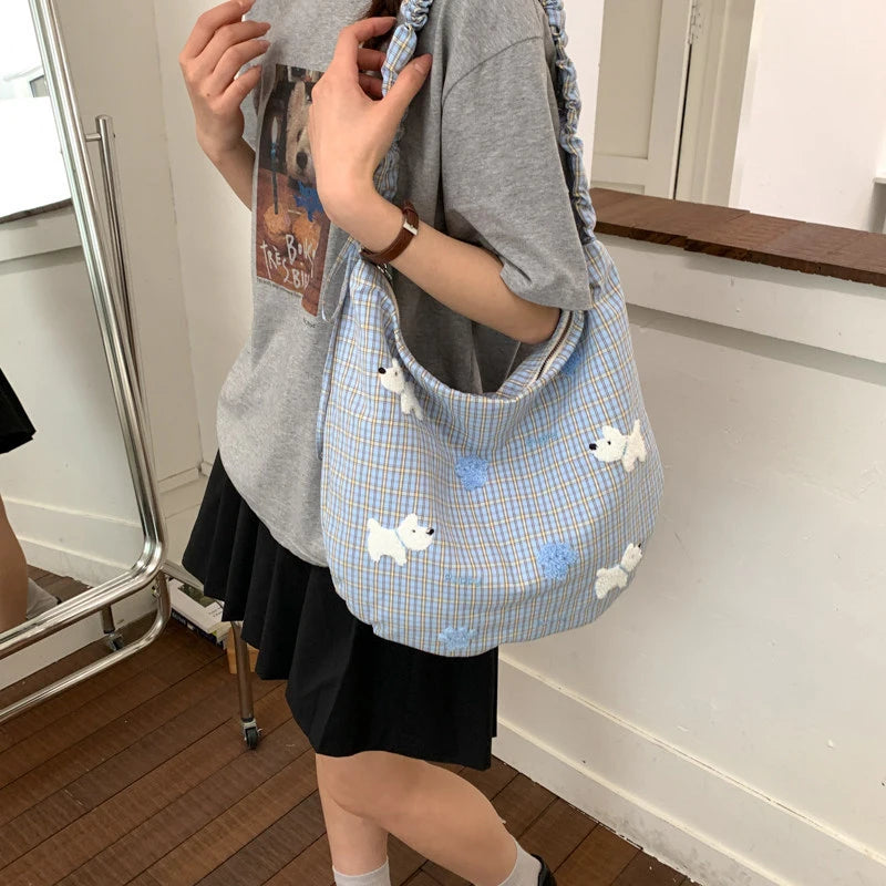 Women's Cartoon Floral Fabric Tote & Crossbody Bag Tote Crossbody Bag Nixie