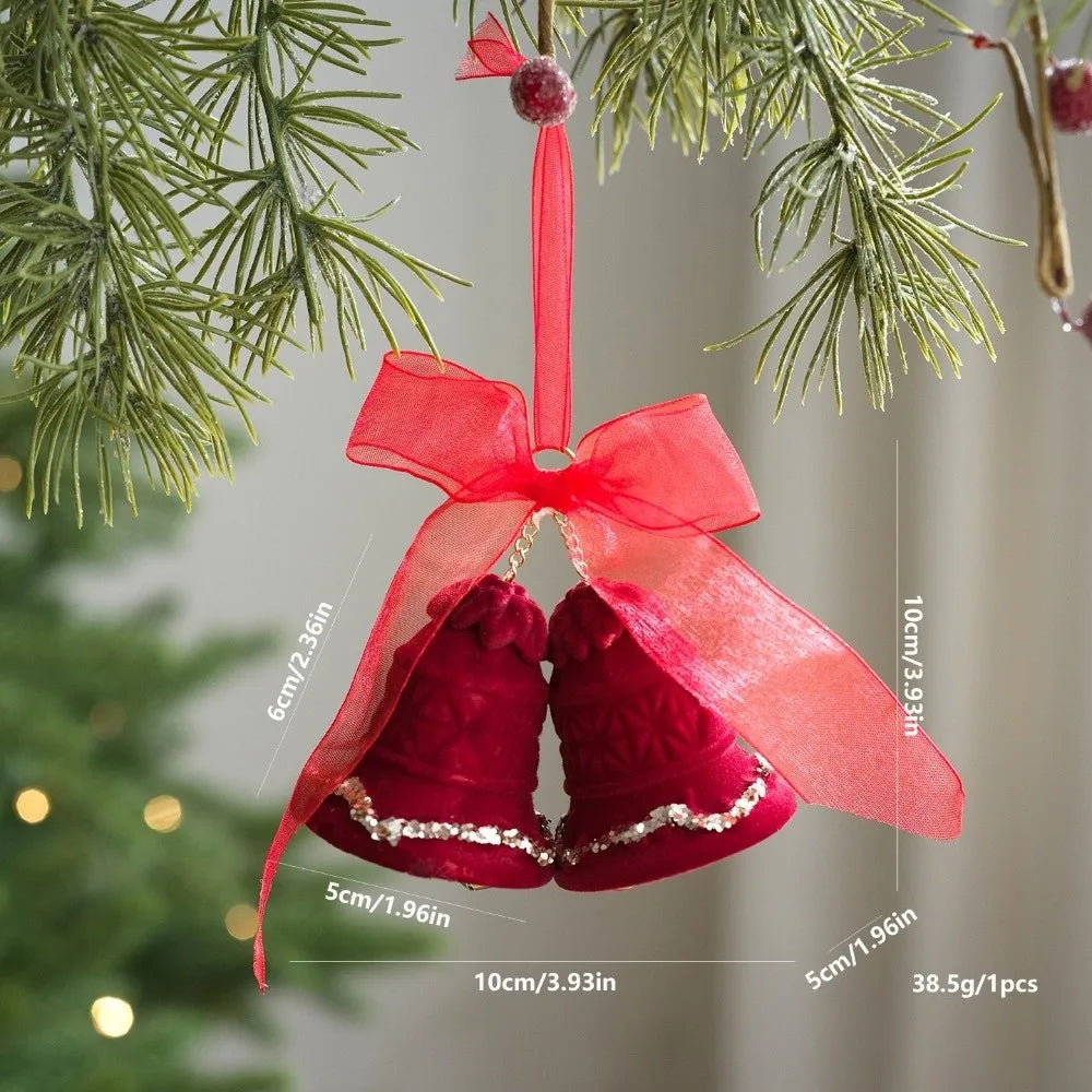 Velvet Elk Christmas Tree Ornament – Red Bow Pendant Decor