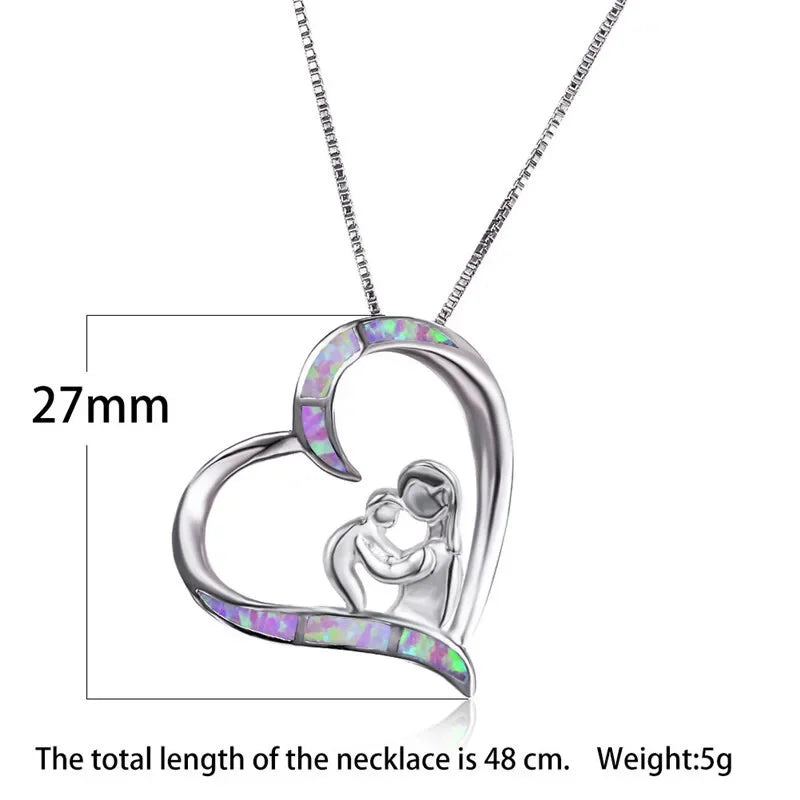 Baby Heart Pendant Necklace – Purple Simulated Opal Mood Tracker Pendant Necklace Nixie