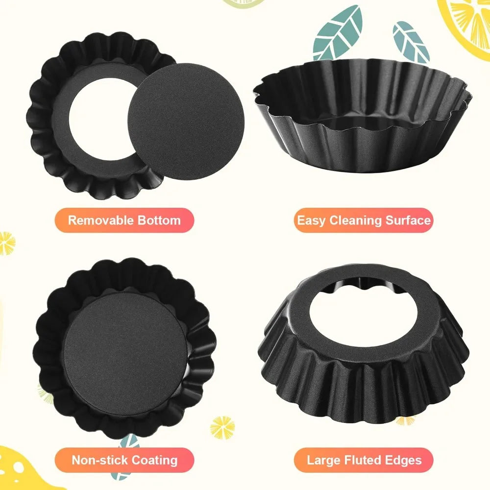 10Pcs Non-Stick Mini Tart Pans with Removable Bottom | FEB.WIND Baking Tart Molds Nixie
