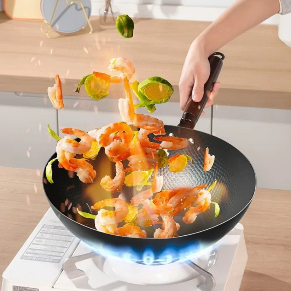 12.5" Carbon Steel Wok with Lid & Spatula – All Stoves Carbon Steel Wok Nixie