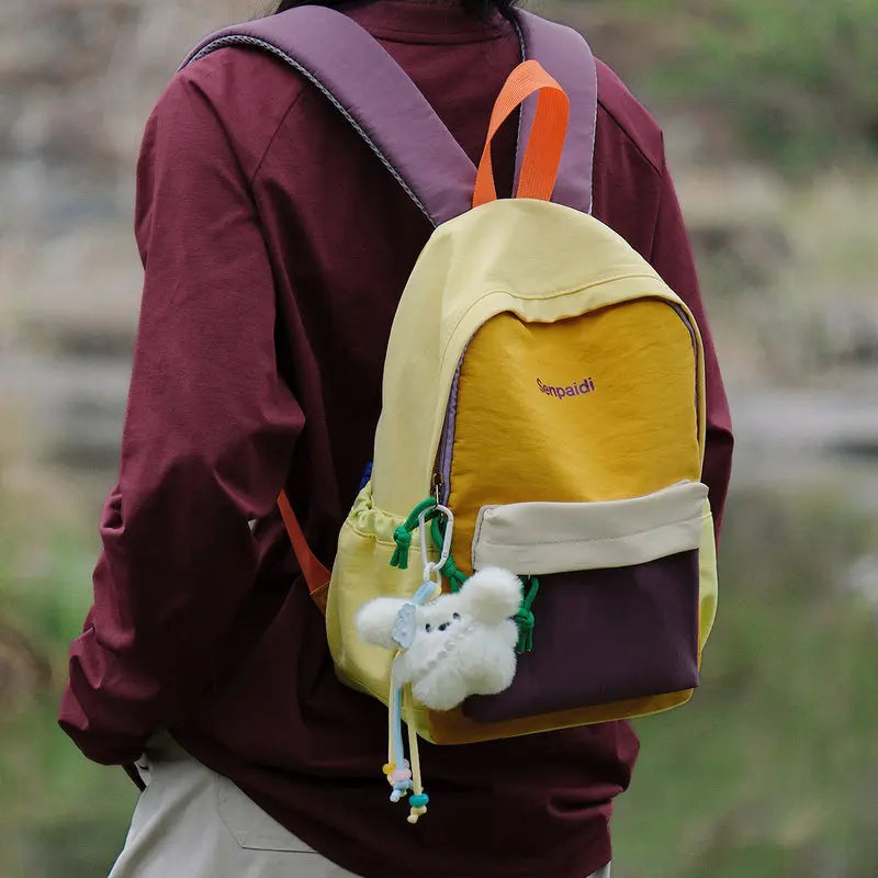 Color-Block Unisex Backpack | Travel & Student Daypack Casual Backpack Nixie