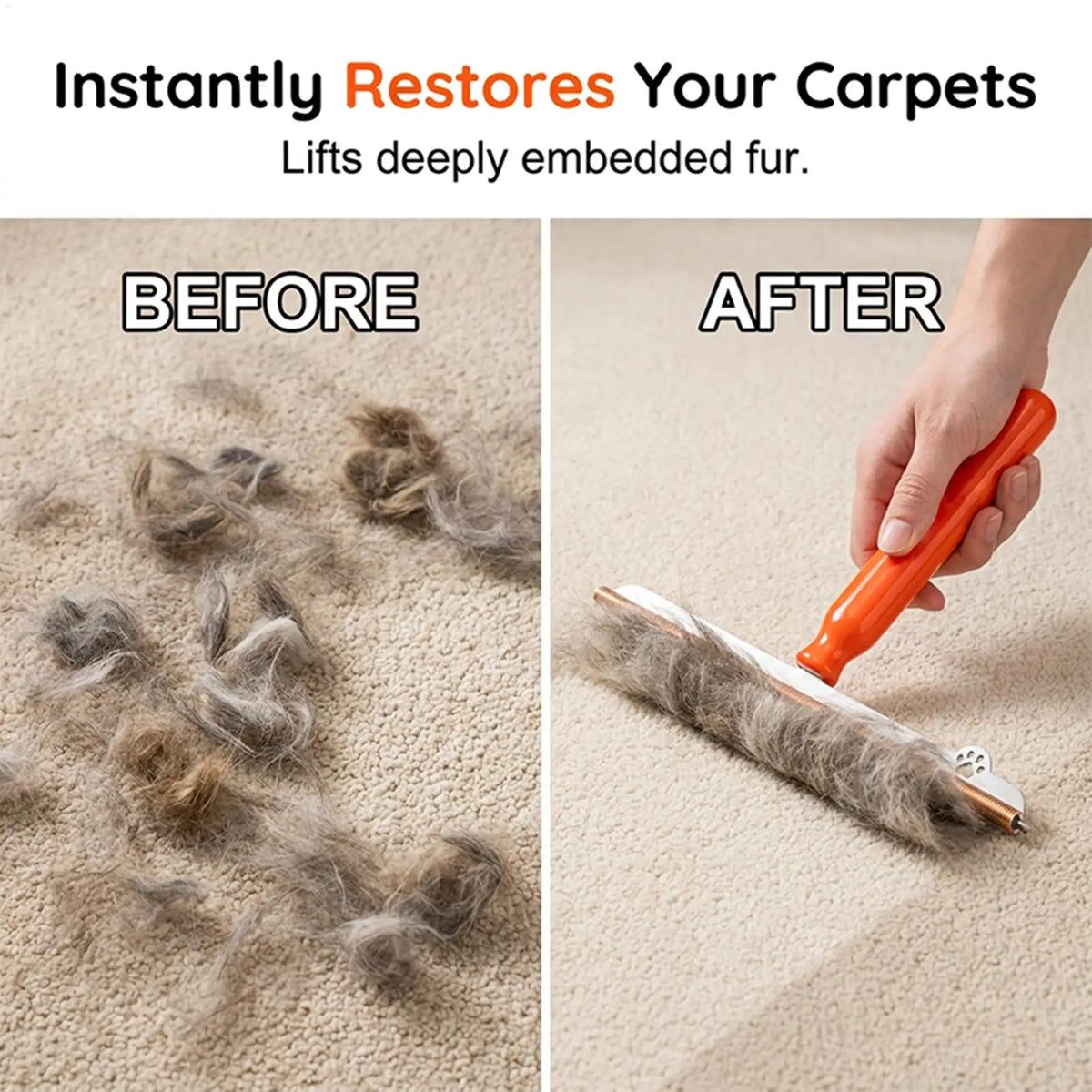 Carpet Rake for Pet Hair – Long Handle Reusable Cleaner Pet Hair Carpet Rake Nixie