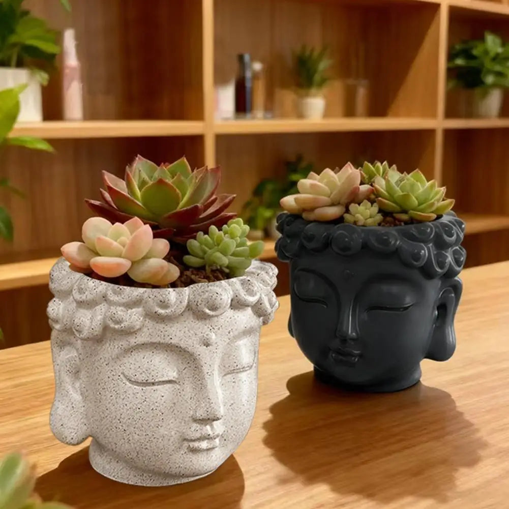 Buddha Head Flower Pot Planter – Zen Sculpture Home Decor Decorative Planter Nixie