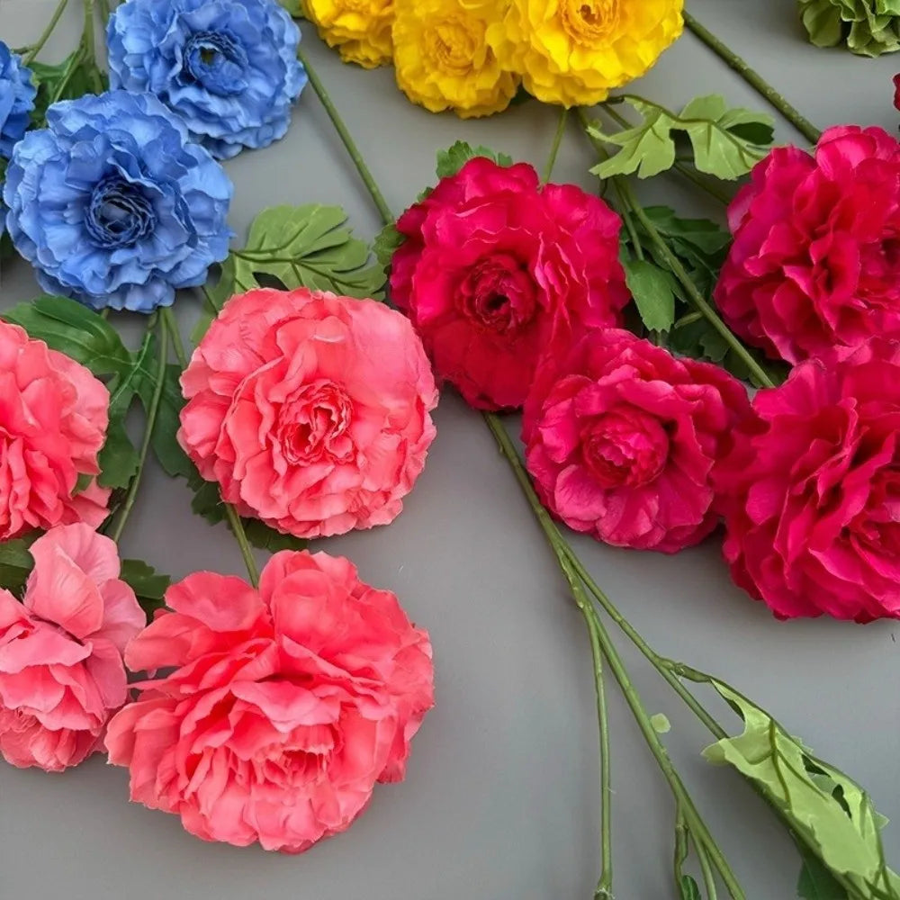 4-Head Pink Peony Artificial Silk Flowers – Long Stem Faux Floral Artificial Silk Flowers Nixie